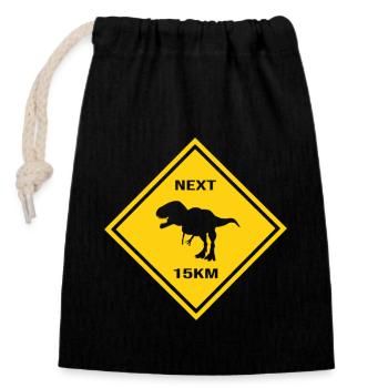 Attention : Carcharodontosaurus traverse la route - Sac cadeau en coton avec cordon (14 x 20 cm) - noir - Devant