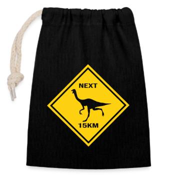 Attention Gallimimus traverse la rue Design - Sac cadeau en coton avec cordon (14 x 20 cm) - noir - Devant