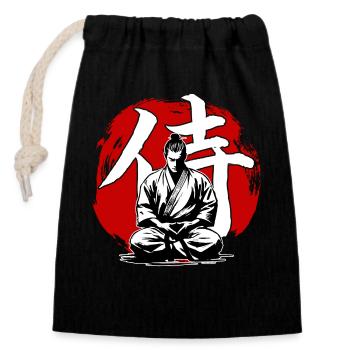 Samurai Ronin Karate Kimono Martial Arts - Closable cotton gift bag (14x20cm) - black - Front