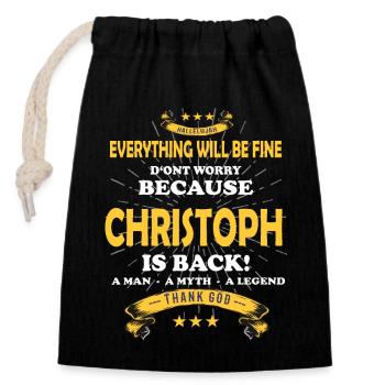 Tout va bien se passer, car Christoph Ist da Outfit - Sac cadeau en coton avec cordon (14 x 20 cm) - noir - Devant