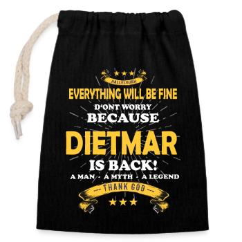 Tout va bien se passer, car Dietmar Ist da Outfit - Sac cadeau en coton avec cordon (14 x 20 cm) - noir - Devant