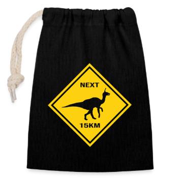 Attention : Tsintaosaurus traverse la route Design - Sac cadeau en coton avec cordon (14 x 20 cm) - noir - Devant