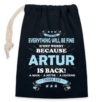 Tout va bien se passer, car Artur Ist da Outfit - Sac cadeau en coton avec cordon (14 x 20 cm) - bleu marine - Devant
