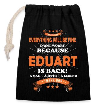 Tout va bien se passer, parce qu’Eduart est là Outfit - Sac cadeau en coton avec cordon (14 x 20 cm) - noir - Devant