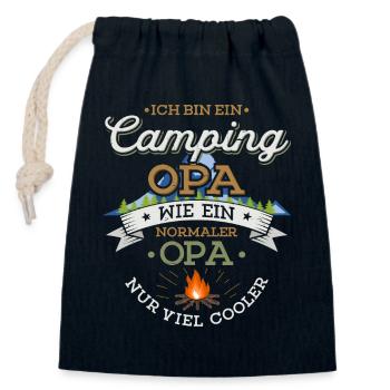 Camping Opa Lagerfeuer Camper Zelten Campingplatz - Verschließbarer Geschenkbeutel aus Baumwolle (14x20cm) - Navy - Vorne