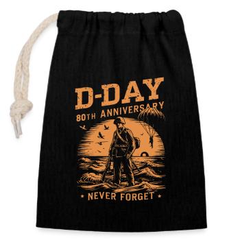 D-Day 80th Anniversary - Never Forget 1944 - 2024 - Closable cotton gift bag (14x20cm) - black - Front