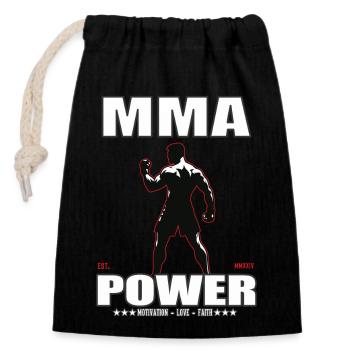 MMA Power Design für den Mixed Martial Arts Fan - Verschließbarer Geschenkbeutel aus Baumwolle (14x20cm) - Schwarz - Vorne
