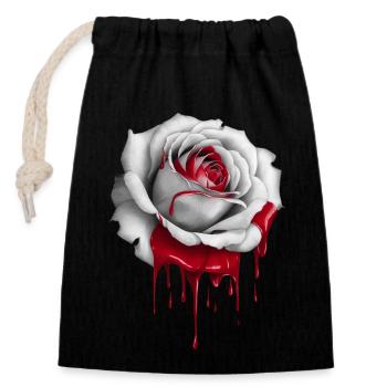 Rose dégoulinante - Sac cadeau en coton avec cordon (14 x 20 cm) - noir - Devant