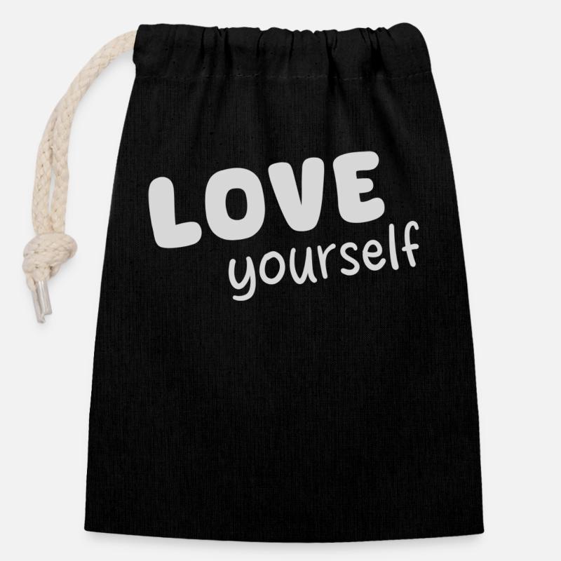 Amour-propre - Sac cadeau en coton avec cordon (14 x 20 cm) - noir