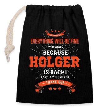 Tout ira bien Holger est de retour - Sac cadeau en coton avec cordon (14 x 20 cm) - noir - Devant