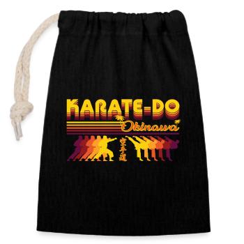 Design rétro cool de karaté-do - Sac cadeau en coton avec cordon (14 x 20 cm) - noir - Devant