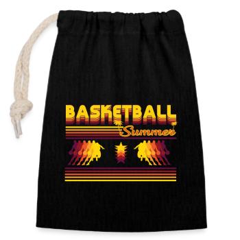 Retro Basketball Summer Design - Closable cotton gift bag (14x20cm) - black - Front