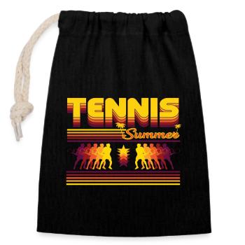 Retro Tennis Summer Design - Closable cotton gift bag (14x20cm) - black - Front