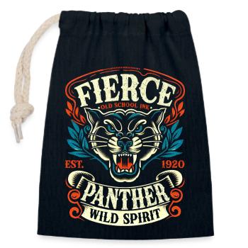 Féroce Panthère Ancienne École Tatouage Sauvage - Sac cadeau en coton avec cordon (14 x 20 cm) - bleu marine - Devant