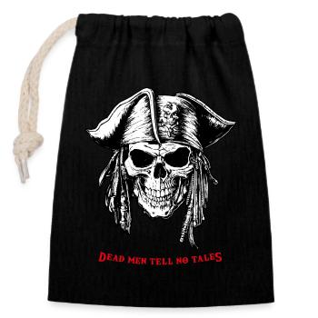 Crâne de pirate 07 2024 B Plan de travail 1 exemplaire - Sac cadeau en coton avec cordon (14 x 20 cm) - noir - Devant