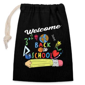 Back to School - Closable cotton gift bag (14x20cm) - black - Front