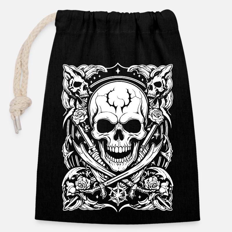 pirate skull - Verschließbarer Geschenkbeutel aus Baumwolle (14x20cm) - Schwarz