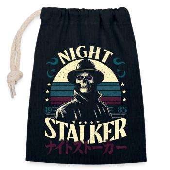 Night Stalker 1985 Crâne rétro & lettres japonaises - Sac cadeau en coton avec cordon (14 x 20 cm) - bleu marine - Devant