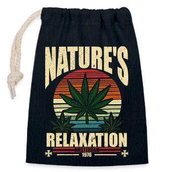 Nature’s Relaxation 1976 Feuille de Cannabis Rétro - Sac cadeau en coton avec cordon (14 x 20 cm) - bleu marine - Devant