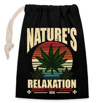 Entspannung der Natur 1976 Retro Cannabisblatt - Verschließbarer Geschenkbeutel aus Baumwolle (14x20cm) - Schwarz - Vorne