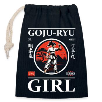 Goju-Ryu Girl - Fille forte dans les arts martiaux - Sac cadeau en coton avec cordon (14 x 20 cm) - bleu marine - Devant