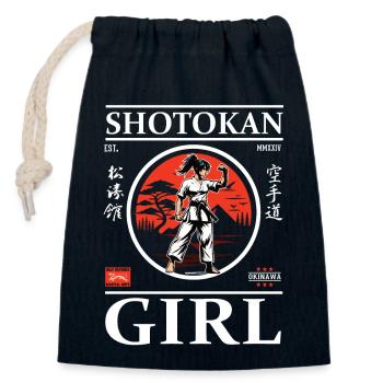 Shotokan Girl – Maître du Shotokan - Sac cadeau en coton avec cordon (14 x 20 cm) - bleu marine - Devant