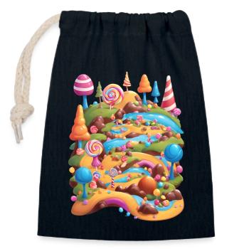 Candyland Adventure - Closable cotton gift bag (14x20cm) - navy - Front