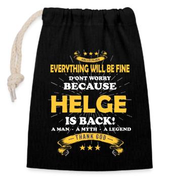 Everything will be fine Helge Is back - Closable cotton gift bag (14x20cm) - black - Front