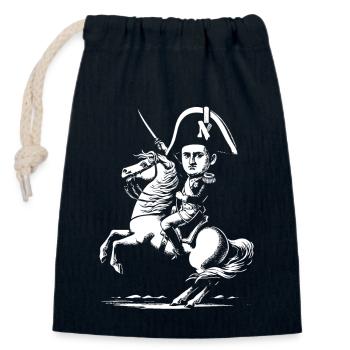 Lustiges Napoleon Bonaparte Design mit Pferd und S - Verschließbarer Geschenkbeutel aus Baumwolle (14x20cm) - Navy - Vorne