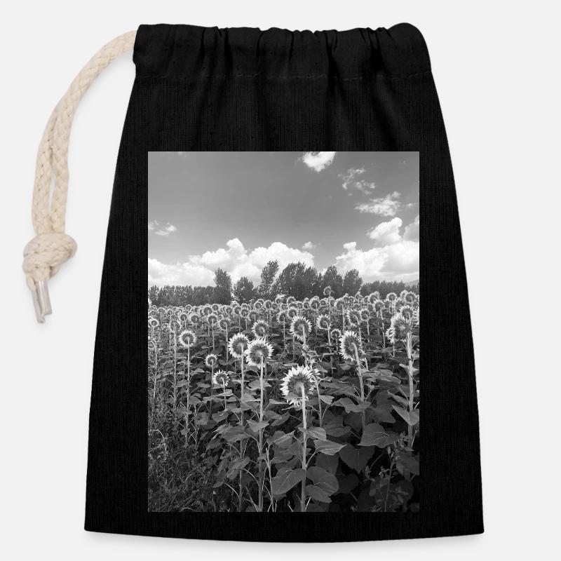 Sunflower - Closable cotton gift bag (14x20cm) - black