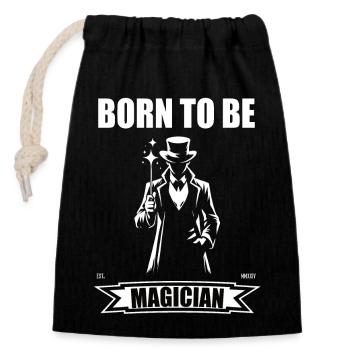 Né pour être magicien – Cool Wizard Design - Sac cadeau en coton avec cordon (14 x 20 cm) - noir - Devant