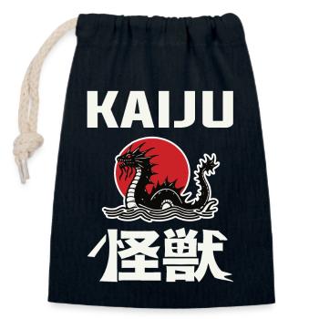Kaiju Design mit Kanji und Seeungeheuer – Für Mons - Verschließbarer Geschenkbeutel aus Baumwolle (14x20cm) - Navy - Vorne