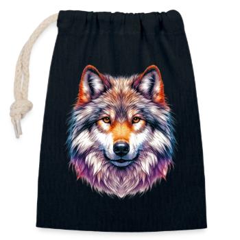 Loup - Sac cadeau en coton avec cordon (14 x 20 cm) - bleu marine - Devant