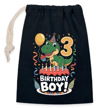 Dinosaure 3ème Anniversaire Anniversaire Garçon 3 - Sac cadeau en coton avec cordon (14 x 20 cm) - bleu marine - Devant