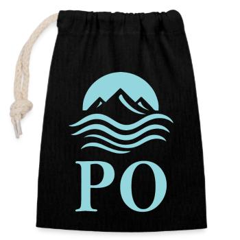 Po – Italiens längster Fluss Design - Verschließbarer Geschenkbeutel aus Baumwolle (14x20cm) - Schwarz - Vorne