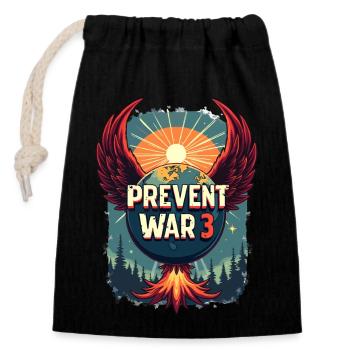 PRÉVENIR LA GUERRE 3 - Sac cadeau en coton avec cordon (14 x 20 cm) - noir - Devant