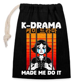 K-Drama Made Me Do It Retro Vintage Sarkastisches Meme - Verschließbarer Geschenkbeutel aus Baumwolle (14x20cm) - Schwarz - Vorne