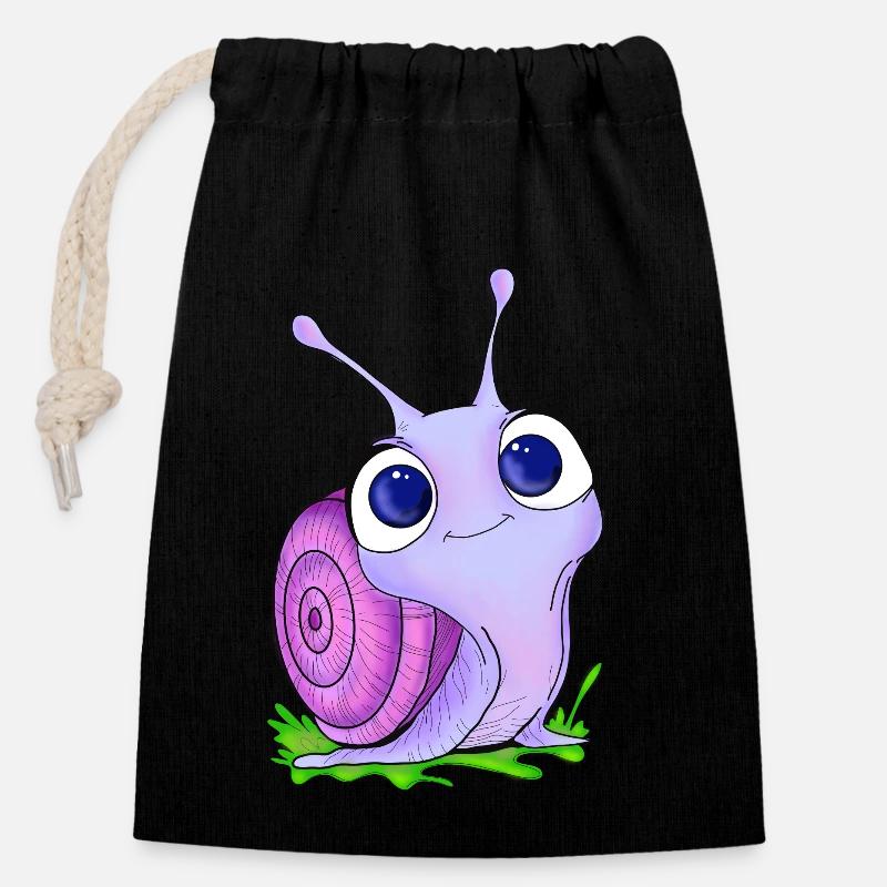 Babyschnecke - Verschließbarer Geschenkbeutel aus Baumwolle (14x20cm) - Schwarz