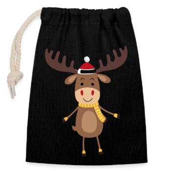 Funny Christmas - Closable cotton gift bag (14x20cm) - black - Front