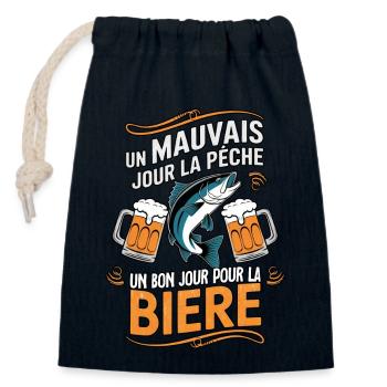 Schlechtes Angeln, aber gutes Bier - Humor - Verschließbarer Geschenkbeutel aus Baumwolle (14x20cm) - Navy - Vorne