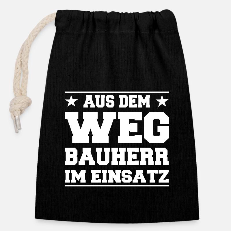 Aus dem Weg Bauherr im Einsatz Design - Verschließbarer Geschenkbeutel aus Baumwolle (14x20cm) - Schwarz