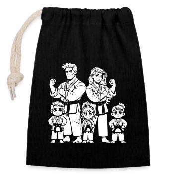 Famille des arts martiaux – Forts ensemble - Sac cadeau en coton avec cordon (14 x 20 cm) - noir - Devant