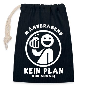 Männerabend – Kein Plan, nur Spaß - Verschließbarer Geschenkbeutel aus Baumwolle (14x20cm) - Navy - Vorne