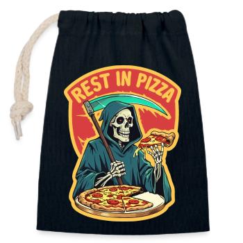 Repos dans la pizza - Sac cadeau en coton avec cordon (14 x 20 cm) - bleu marine - Devant