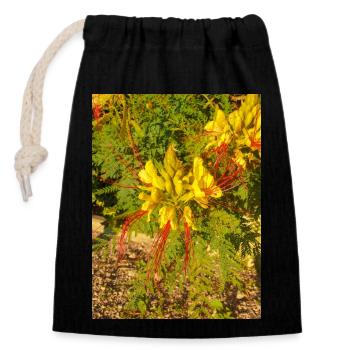 bird of paradise (in german Paradiesvogelbaum) - Closable cotton gift bag (14x20cm) - black - Front