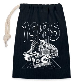 1985 Retro Boombox und Skates - Verschließbarer Geschenkbeutel aus Baumwolle (14x20cm) - Navy - Vorne