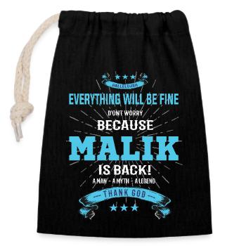 Everything will be fine Malik Is back - Verschließbarer Geschenkbeutel aus Baumwolle (14x20cm) - Schwarz - Vorne