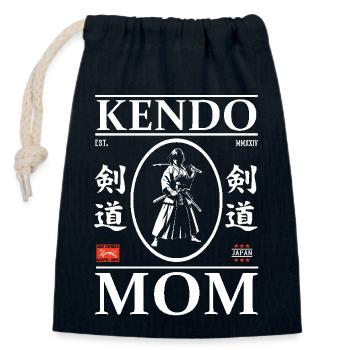 Kendo Mom - Für die Kendoka Mutter - Verschließbarer Geschenkbeutel aus Baumwolle (14x20cm) - Navy - Vorne