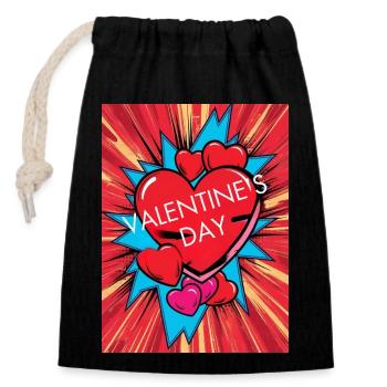 Valentines Day - Closable cotton gift bag (14x20cm) - black - Front
