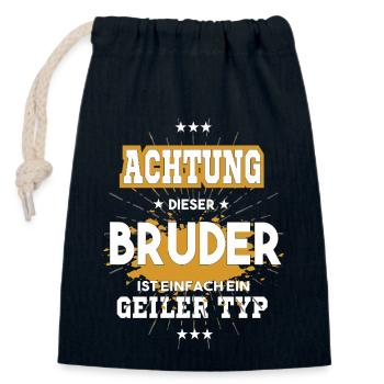 This brother is just a guy - Closable cotton gift bag (14x20cm) - navy - Front